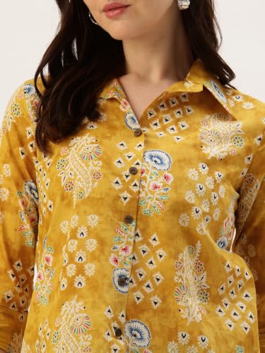 Image of feranoid Classic Collared Cotton Shirt with 3 /4 Sleeve for a Timeless Casual Look