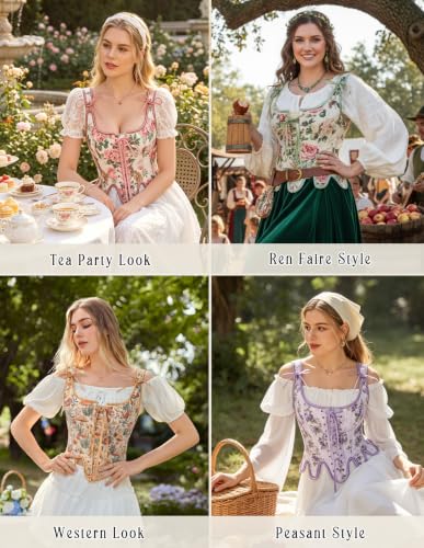 Image of Scarlet Darkness Corset Tops for Women Floral Renaissance Bustier Bodice