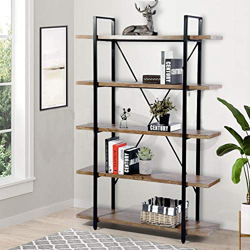 Furniture-R - Estantería Vintage con 5 Niveles de Almacenamiento, Estructura metálica Estable, para salón, Dormitorio, Cocina, balcón, Montaje fácil