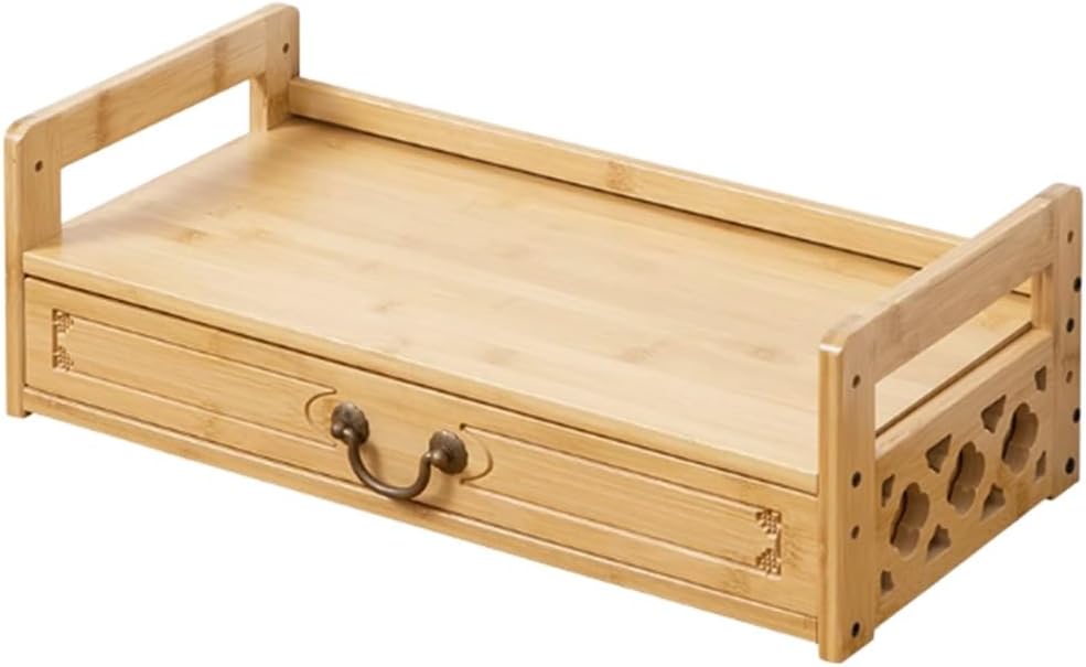 YVYKFZD Shrine Altar Table with Drawer, Small Puja Table, Bamboo Meditation Table, Buddhist Altar Shrine Prayer Stand for Prayers Divination Worship Personal Spiritual Space(Walnut,42cm/16.5")