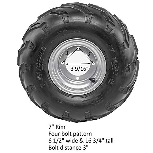 Tdpro 44" Rear Axle Shaft Kit With 16X8-7 Tubeless Wheels Tires Rim And Chain Sprocket Brake Disc Pillow Block Brake Master Cylinder For Atv Go Kart Utv Quad Bike Buggy Ride On Mowers #TOP2