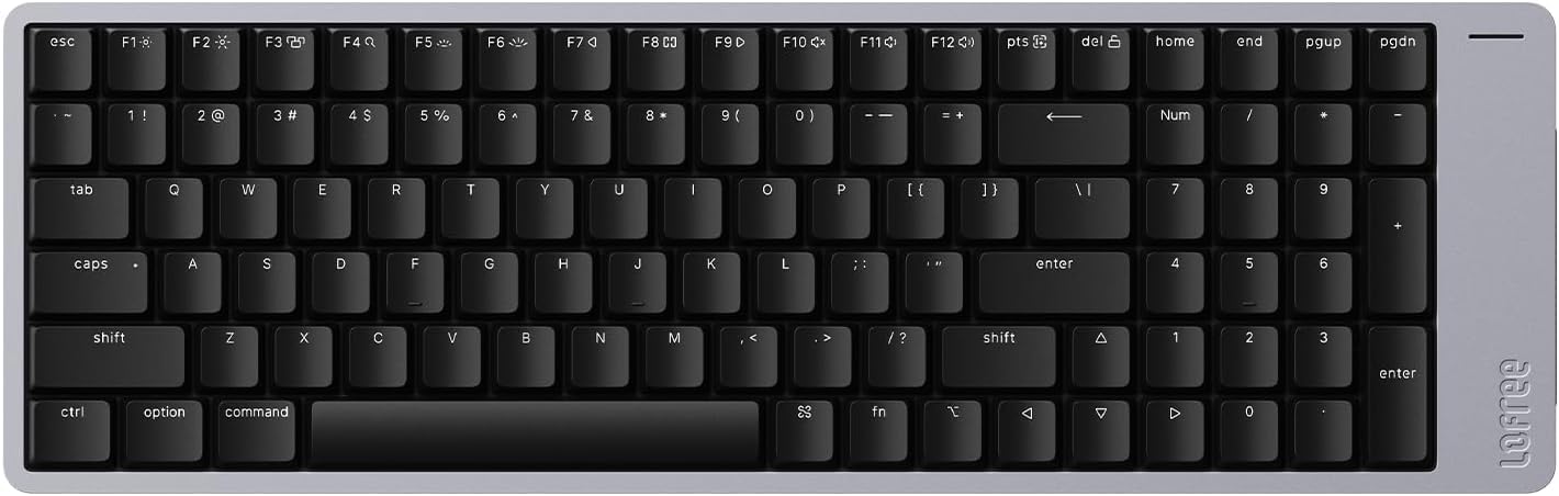 Flow2 Clavier mécanique à profil bas (disposition américaine) - Alliage d'aluminium avec commutateurs tactiles pulsés - Clavier sans fil rechargeable avec 3 modes de connexion pour Windows, MacOS