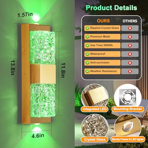 Image of Smart Outdoor Wall Light, RGB, App and Alexa, Gold, 12W 1-Pack