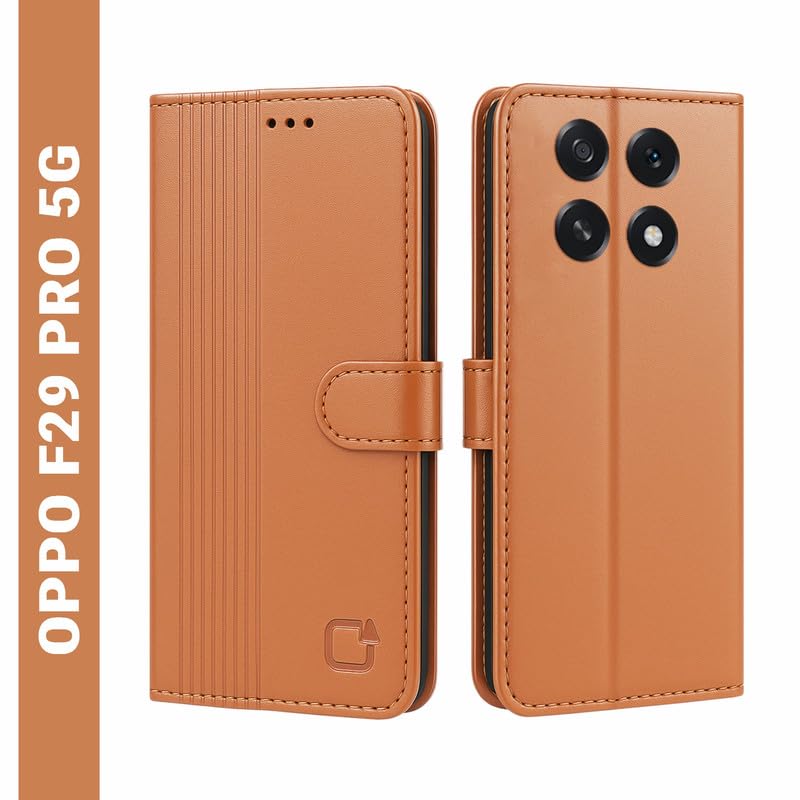 Image of AIBEX Compatible for Oppo F29 Pro 5G Flip Cover Leather Finish with Magnatic Closure | Inside TPU with Card Pockets | Wallet Stand | Complete Protection Flip Case -Brown