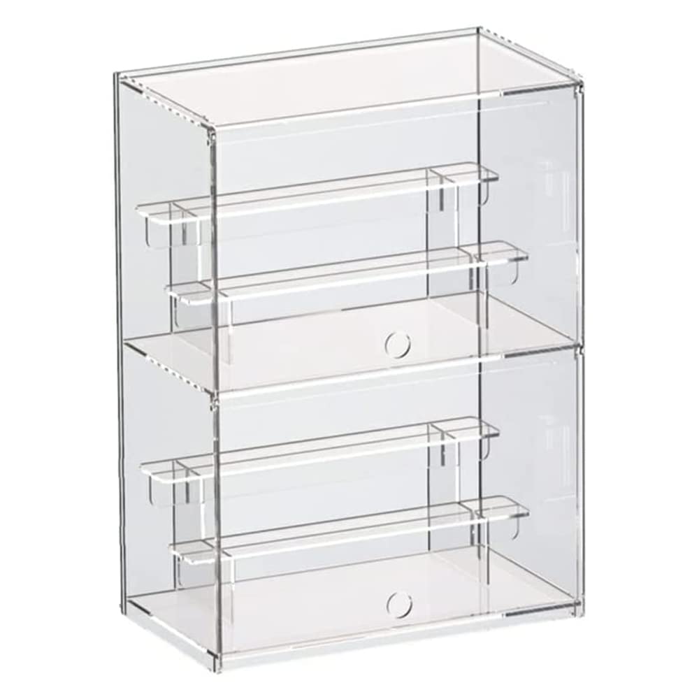 Choowin 2 Layer Clear Acrylic Display Case for Collectibles, Mini Figures, Pop Mart, Labubu, Sonny Angel, Smiski - Assemble Dustproof Acrylic Display Box with Door, Stand (12x6.9x16.7 inch)