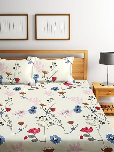 Image of Home Sizzler 144TC Tropical Floral Paradise Double Bedsheet with 2 King Size Pillow Covers