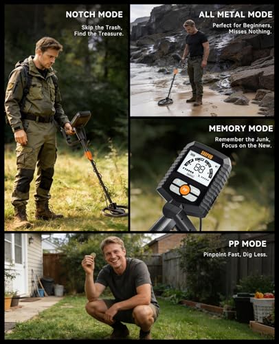 Image of SUNPOW Metal Detector for Adults & Kids - Easy to Use & Assemble, Lightweight & Fun for Family Activities - Waterproof 8 inch Coil, 4 Modes, Bigger LCD - Great Value Metal Detector Kit, MD13