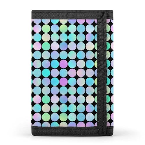 Pastel Dot Grid Print Wallet for Men, 8 Credit Card Holder Slim Minimalist Front Pocket Small Mens Bifold Wallets