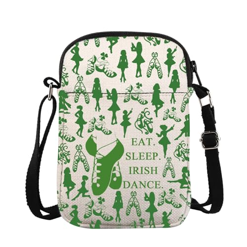 ZJXHPO Irish Dancer Crossbody Bag Eat Sleep Irish Dance Messenger Bag Irish Dance Lover Gift Irish Dance Team Carry On Bag
