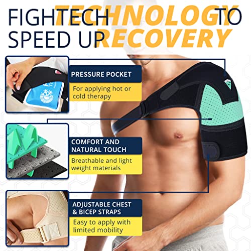Shoulder Brace for Torn Rotator Cuff | Shoulder Pain Relief, Support and Compression | Sleeve Wrap for Shoulder Stability and Recovery | Fits Left and Right Arm, Men & Women (Mint, Small/Medium)