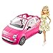 Barbie Bambola e Fiat 500, Veicolo Rosa a 4 Posti con Accessori, Giocattolo per Bambini 3+Anni, GXR57