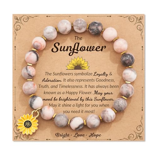 Dabem Sunflower Gifts for Women, Sunflower Bracelet Inspirational Jewelry Christmas Stocking Stuffers Birthday Gifts for Women Adults