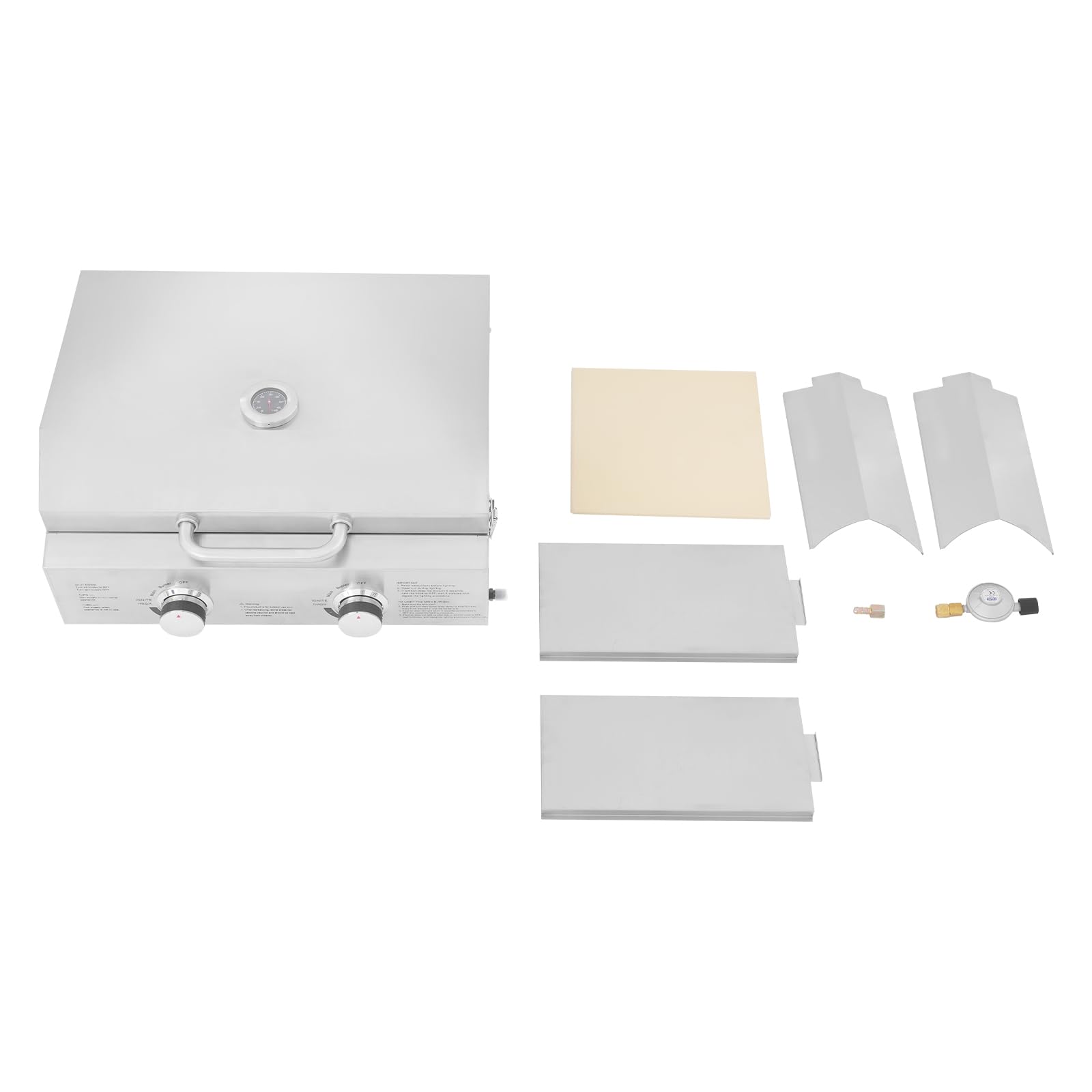 Barbecue à gaz portable en acier inoxydable avec 2 brûleurs, barbecue pliable pour arrière-cour, jardin, terrasse et pique-nique, 22 x 18 x 15 pouces