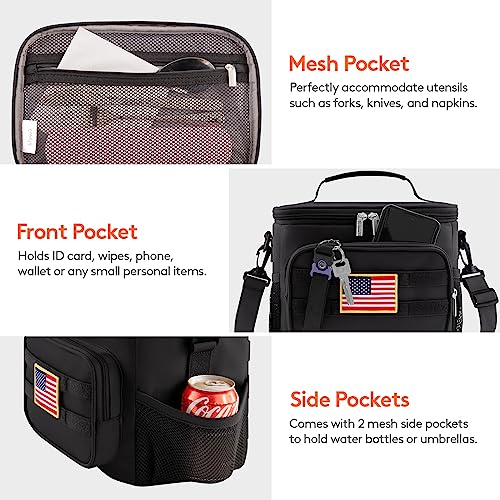 Lifewit Tactical Lunch Box for Men, Insulated Lunch Bag Adult, Heavy Duty Large Lunch Soft Leakproof Cooler Bag for Women with Adjustable Shoulder Strap for Work Camping Fishing, 9L 12Can, Blcak by Lifewit - Image 6