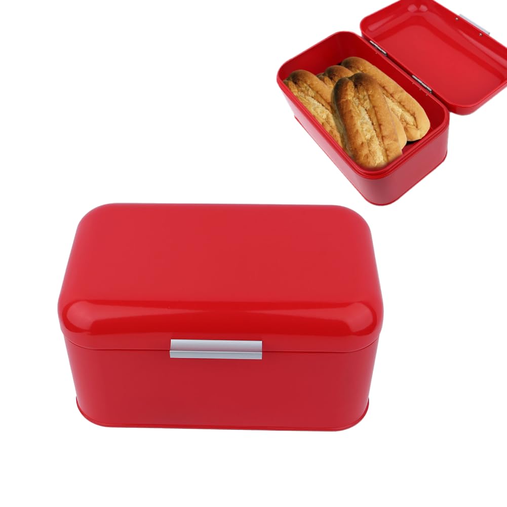 BREAD ホーロー　ボックス Amazon.com: Bread Box, Red Retro Bread Boxes Solid Color