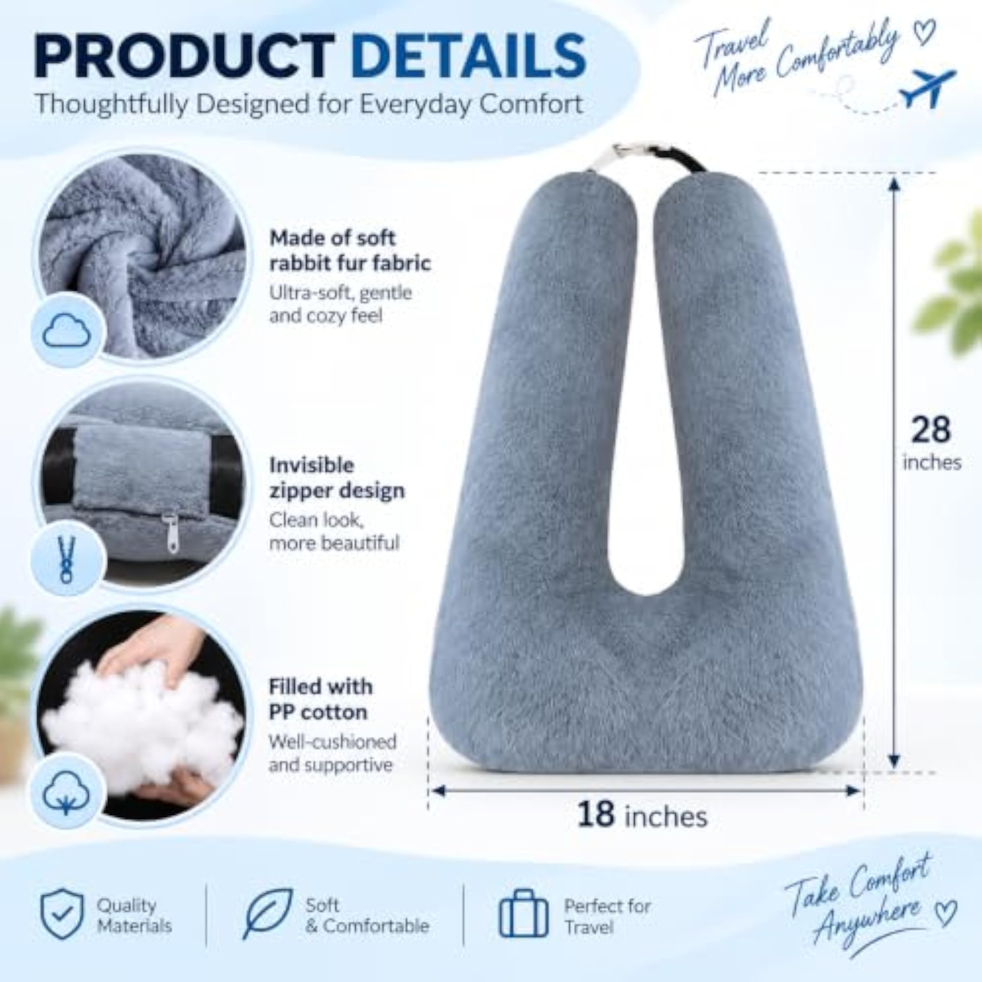 Travel Pillow for Car Sleeping, Adjustable Neck Support