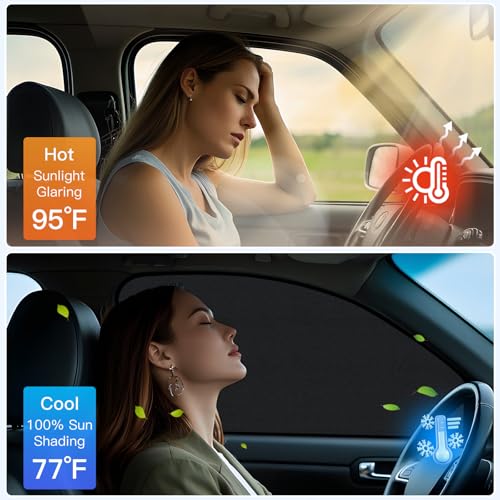 Image of ZATOOTO Car Window Shades for Front Side Window Suede Sun Shade for Privacy, 2PCS Side Window Curtains UV Protection, Car Window Cover for Block Out Light for Camping, Sleeping, Cloth Changing