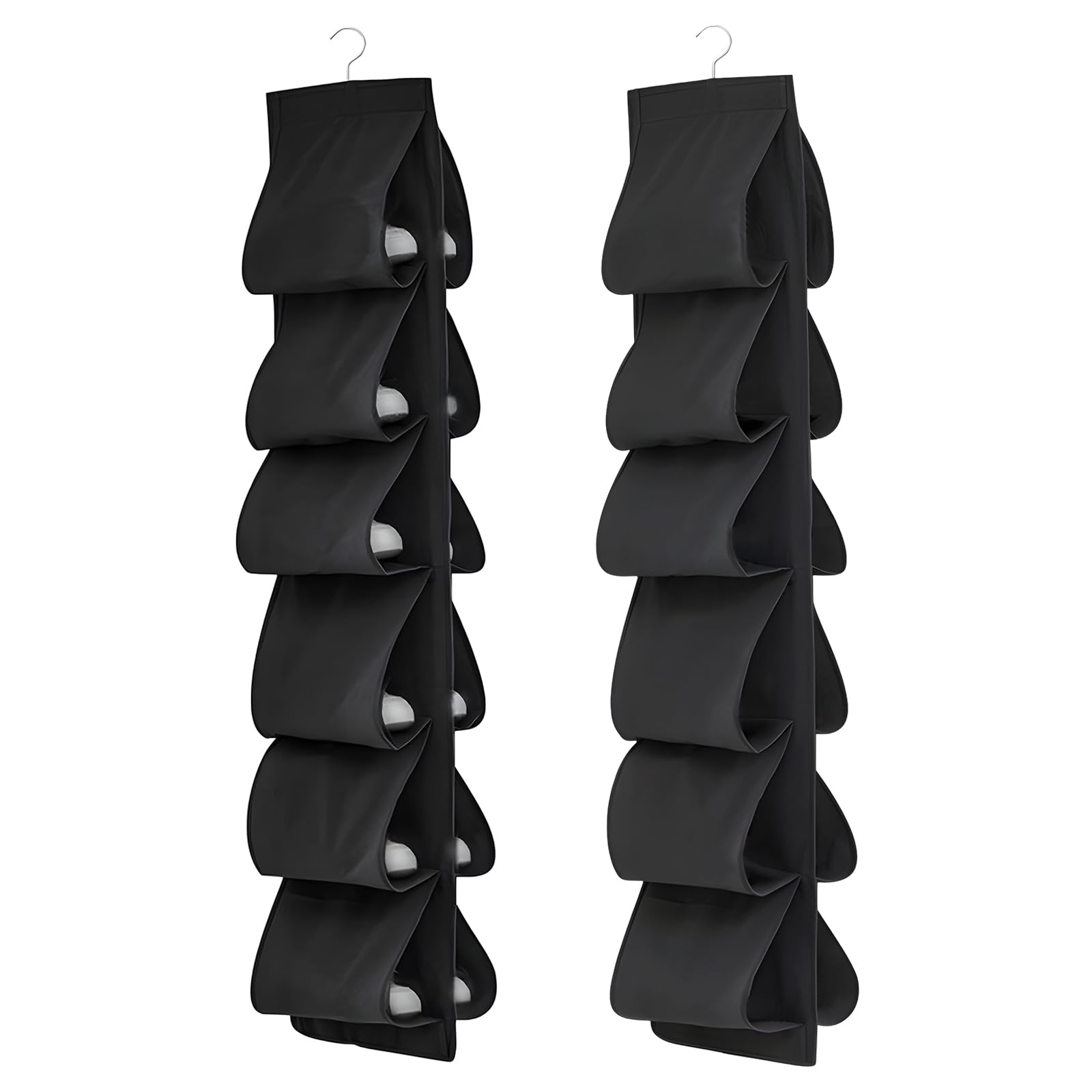 Qiundar Over Door Shoe Storage, 2 Packs Hanging Shoe Rack With 12 Pockets Organiser Shoe-Holder for Closet Door Holder Tidy for Closet Bedroom Bathroom
