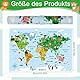 Smivyhp Schreibtischunterlage Leder, Schreibunterlage Kinder Kinderweltkarte Thema Mauspad Büropad Groß 60X40cm Schreibtischunterlage Kinder Abwischbar PU-Leder Rutschfest für Büro Home-Office