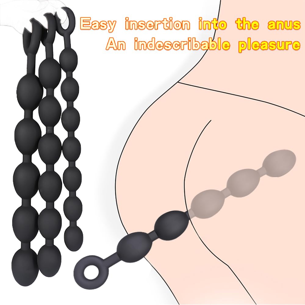 Eiförmiger Analkugeln Silikon Anal Plug Sex Toys Analplug Analspreizer Anal Beads Analkette Super Weich und Langlebig Butts Plug Dilator Adult Anal Trainer Sexspielzeug für Männer Frauen (L)