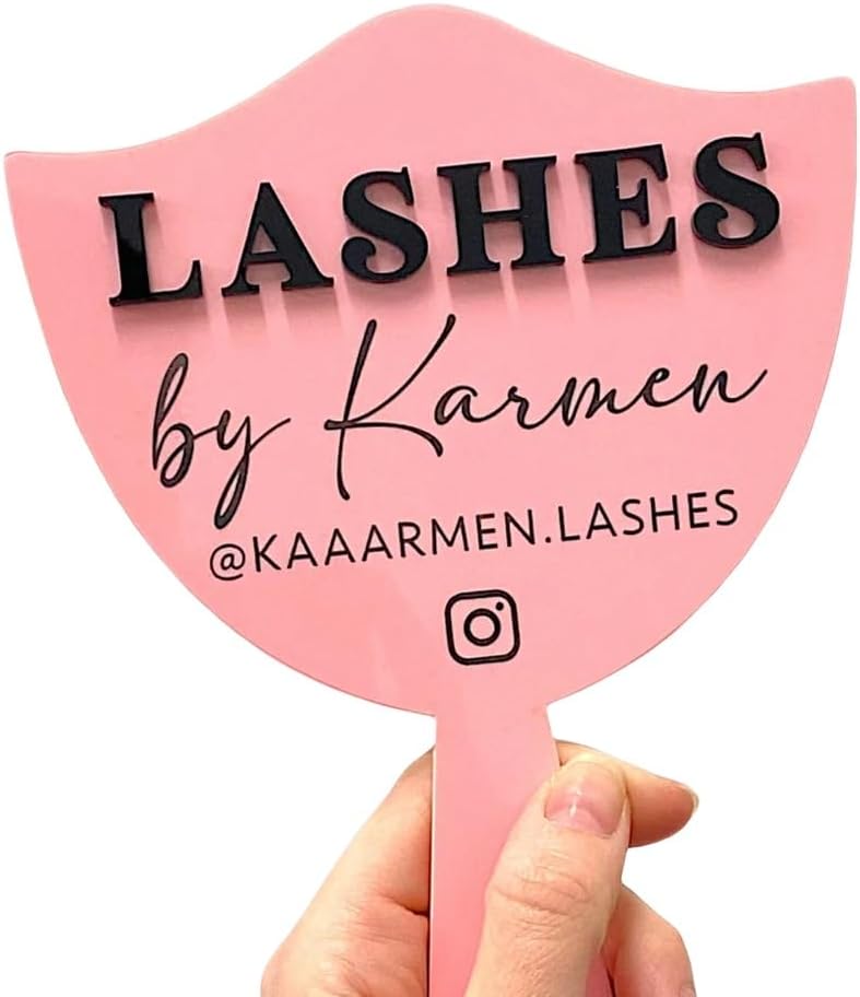 Custom Eyelash Acrylic Technician Prop and Mirror, Personalized Handheld Mirror Social Media Prop Lash Extension Face Paddle Lash, Room Decor Beauty Signage