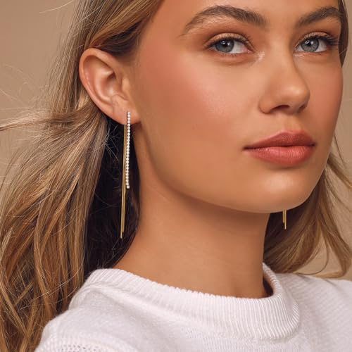 Gold Chain Dangle Earrings for Women 18K Gold Fringe Bead Snake Chain Tassel Dangle Drop Earrings for Wedding Bridesmaid Party Proms2