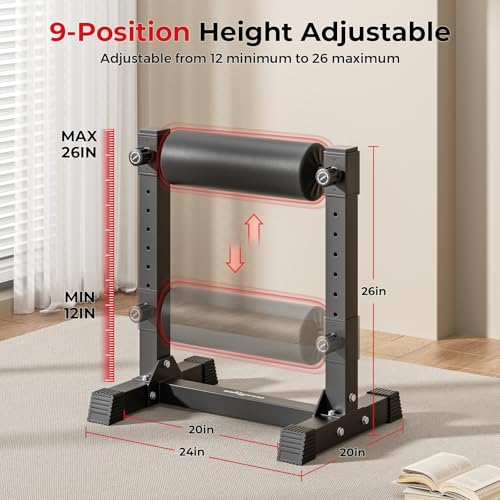 BODYRHYTHM Bulgarian Split Squat Stand, Single Leg Squat Roller Stand with 9 Adjustable Roller Heights for Squats, Leg Lunges, Lower Body Training. (Black) by BODY RHYTHM - Image 4