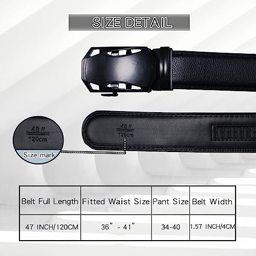 Mens Ratchet Belt, Leather Adjustable Slide Belt For Men Dress Casual Pant4