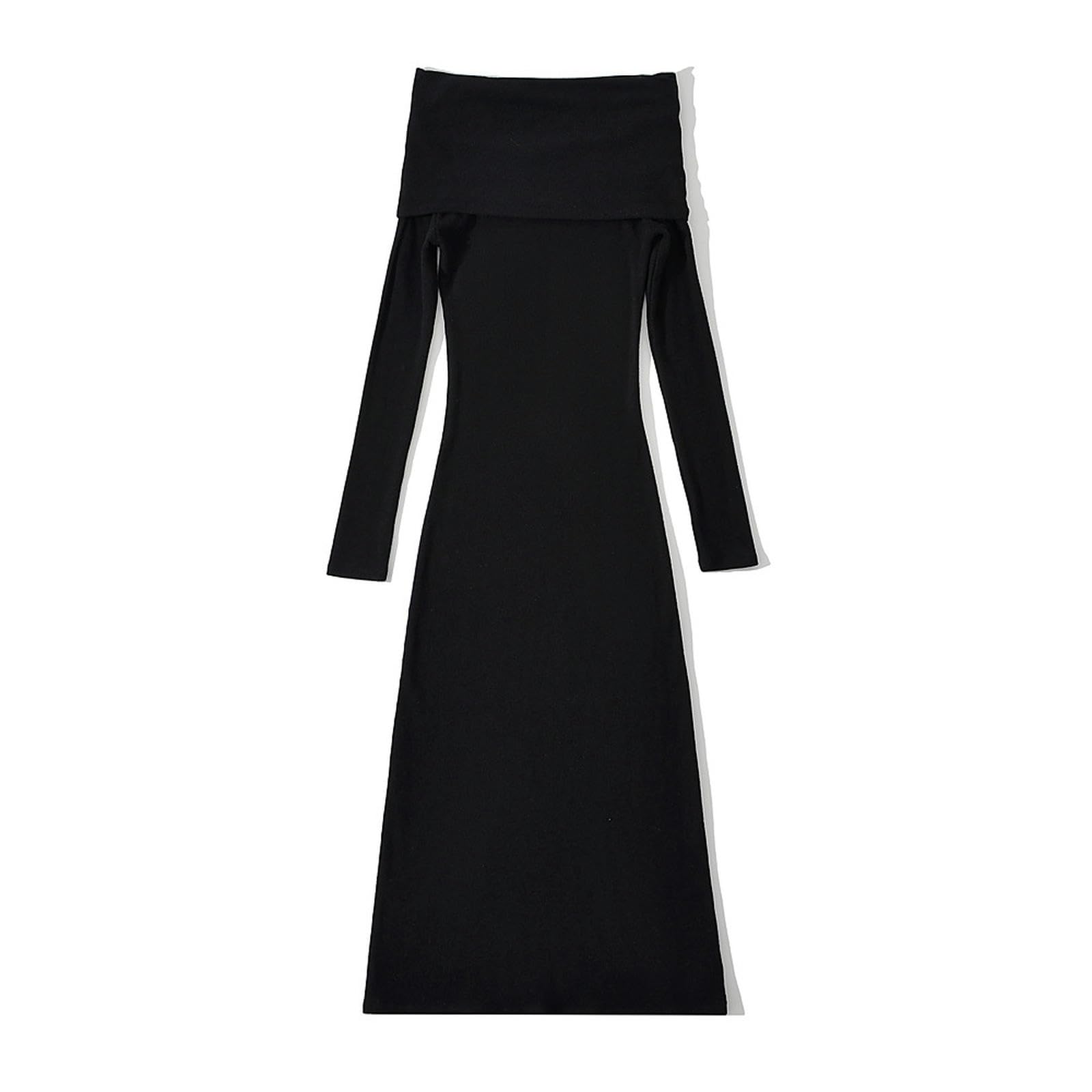 Vestido Largo Cepillado con un Solo Cuello y Hombros Descubiertos para Mujer, Vestido Ajustado Que Abraza la Cadera