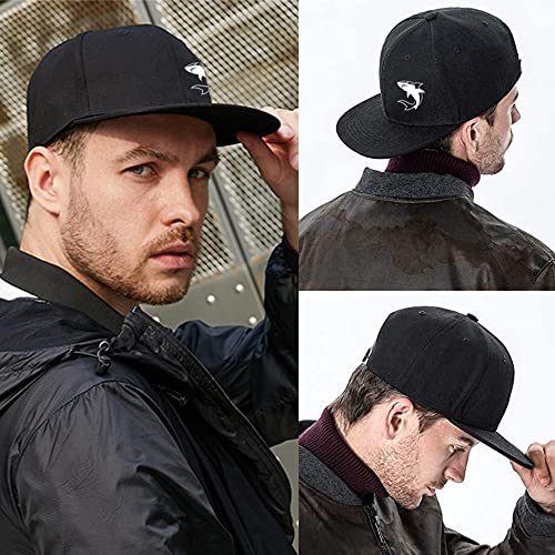 Tijeyi Flat Bill Hats For Men Snapback Hat Mens Hats And Caps Adjustable Baseball Cap Fishing Black #TOP1