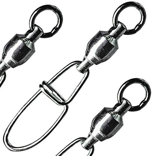 YOTO 20Pcs Fishing Snap Swivels, Rolling Barrel Swivel with Cross Double Lock Snap Connector for Freshwater & Saltwater Fishing Accessories, 0#