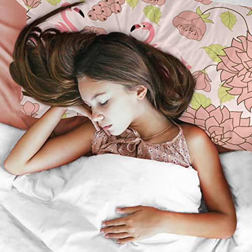 Housse de couette flamant rose rétro avec taie d'oreiller pour linge de lit - 4