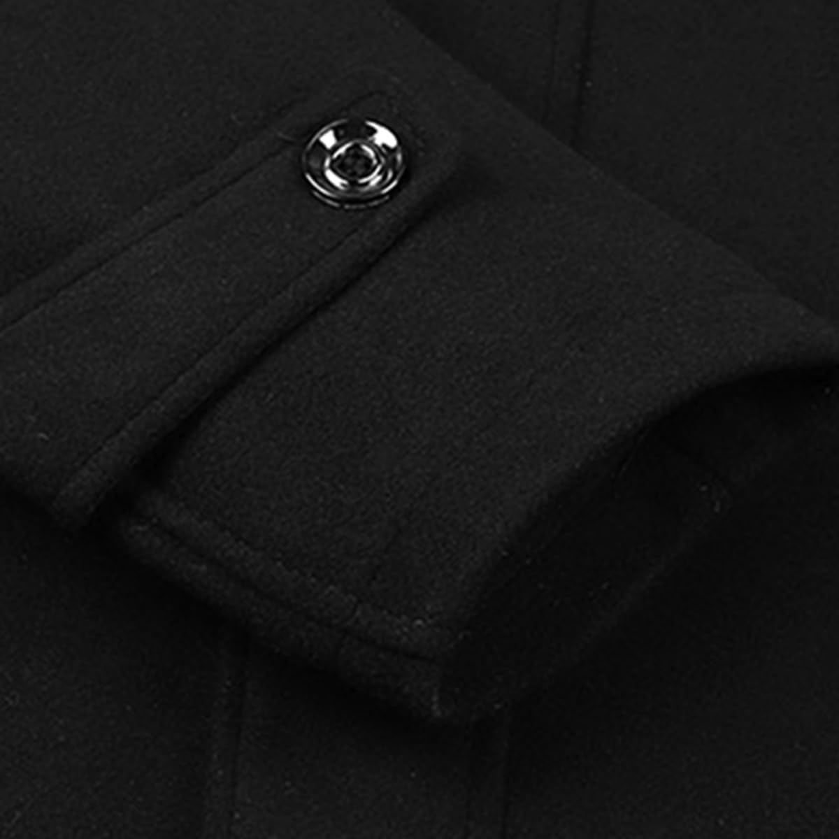 Allthemen Manteau Homme en Laine Chaud Court Epais Slim Fit Business Hiver Trench-Coat avec Un Col Accessoire Jacket