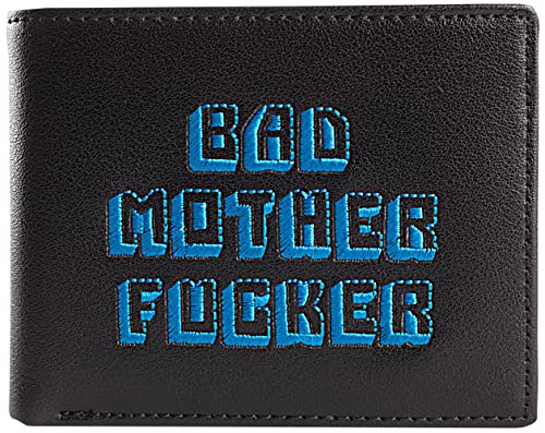 Officially Licensed Black/Blue Embroidered Bad Mother Leather Wallet2
