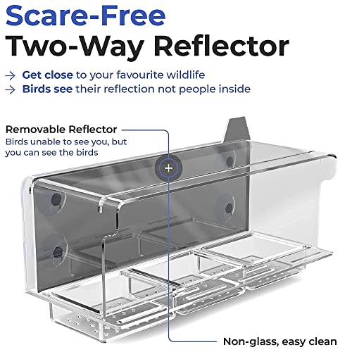 Scare Free Mirrored Window Bird Feeder. See Birds Up Close, Feeding Undisturbed In The Bird Feeder Window. Innovative Window Bird Feeders With Removable Restriction Door Deters Larger Birds #TOP2