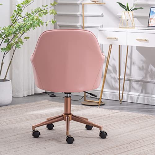 Chaise de bureau ergonomique tabouret à roulettes réglable rose