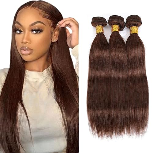 Extensiones de cabello natural liso para lucir una melena larga y castaña a diario