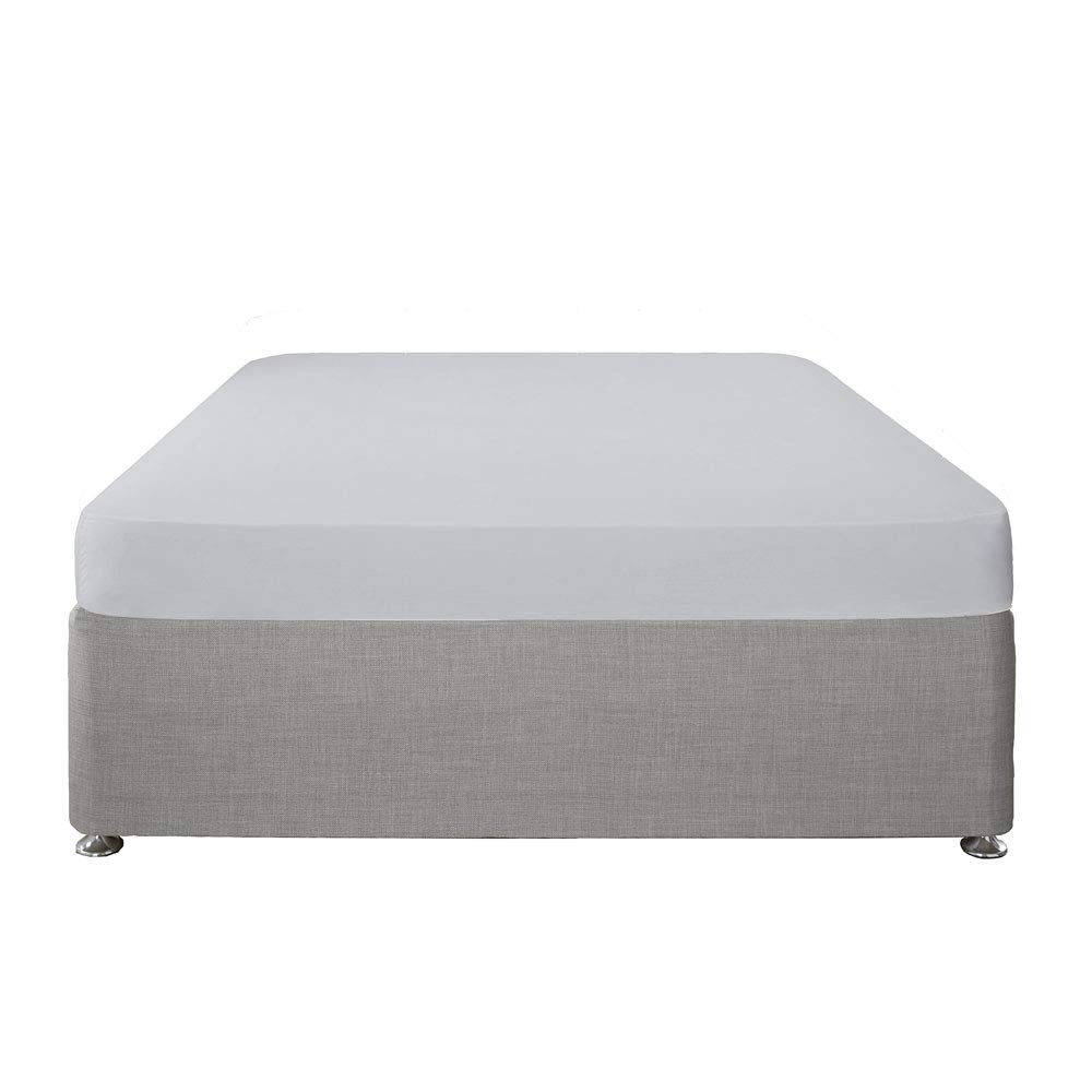 Serene - Silver Fitted Sheet - 32cm Deep - Double Size (190 x 140 x 32cm) - Soft Polycotton With Elastic Corners - Washable Bedding in Silver Grey