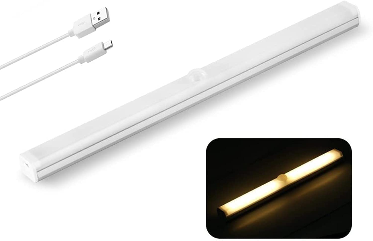 LED Motion Sensor Lights, Induction Lights, USB Rechargeable Battery Operated 14 LED Motion Sensor Night Light for Closet Hallway Stairway Wardrobe Stairs Bedroom, Cabinet, Stairwell,Warm White