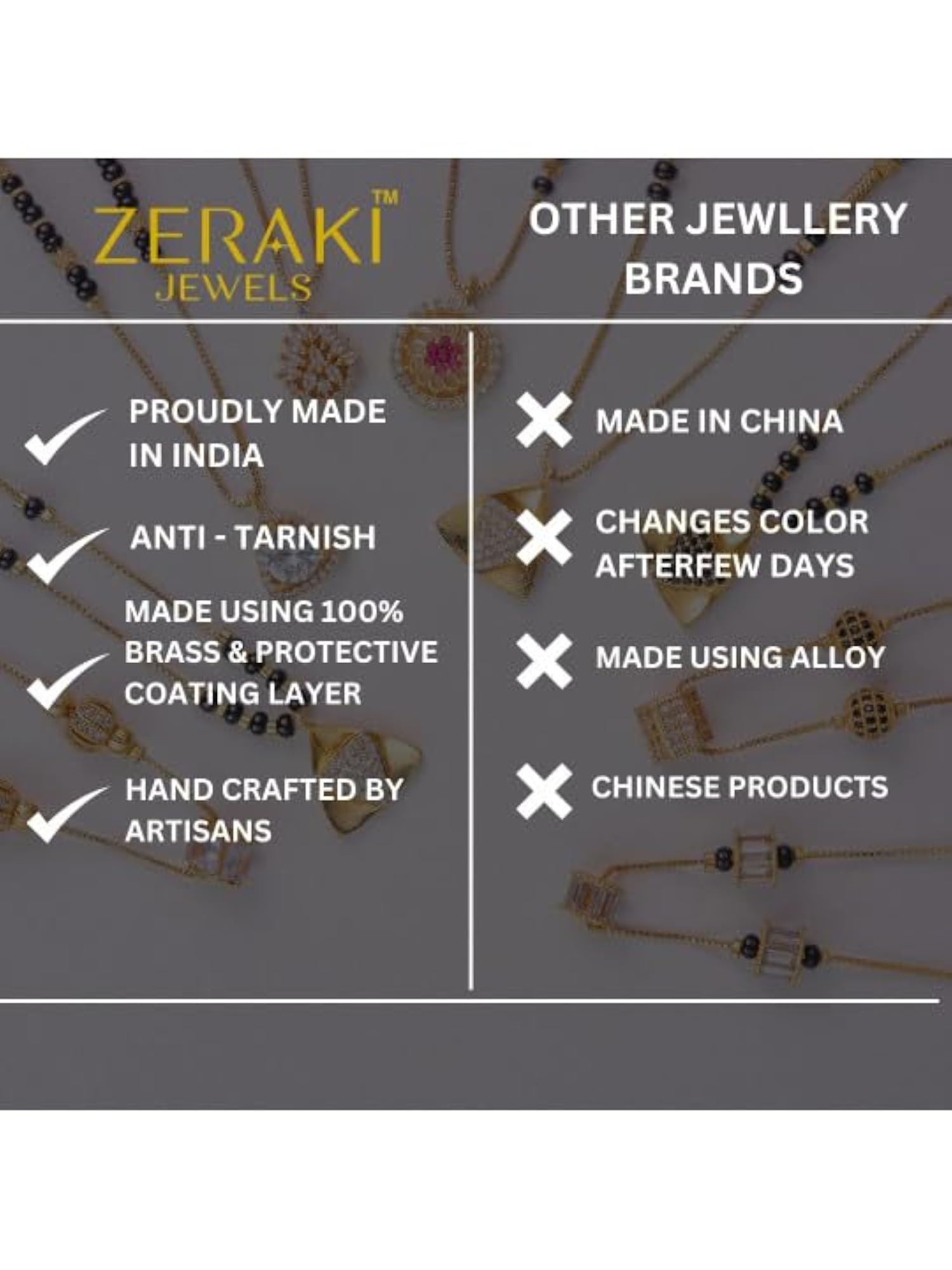 Gold Plated Artificial Stones and Beads Mia Gold Mangalsutra for Women