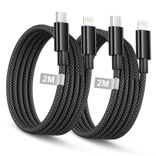 Image of iPhone Charger Lightning Cable 6FT 2Pack,[Apple MFi Certified]USB C to Lightning Cable Cord Black,Nylon Braided iPhone Fast Charger Charging Cord for iphone 14 13 12 11 Pro Max X 8 7 6 SE,iPad Air /Pro