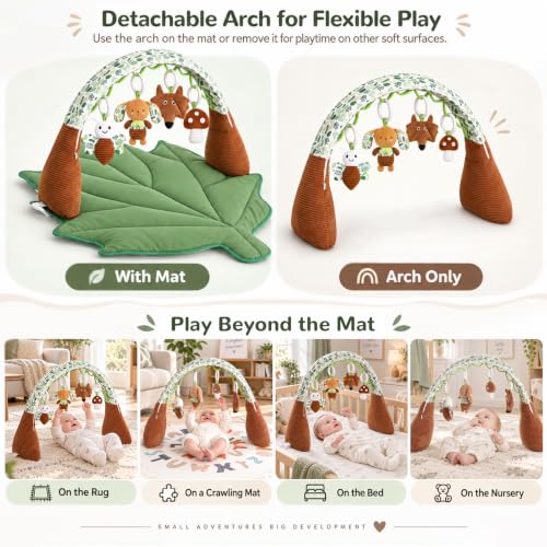 Leaf Baby Play Gym Mat with Detachable Arch, 4 Hanging Toys - Image 2