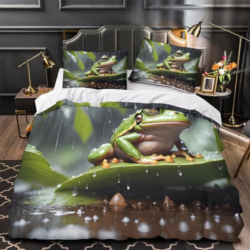 Housse de couette grenouille 3D imprimé jungle en microfibre douce parure premium - 4