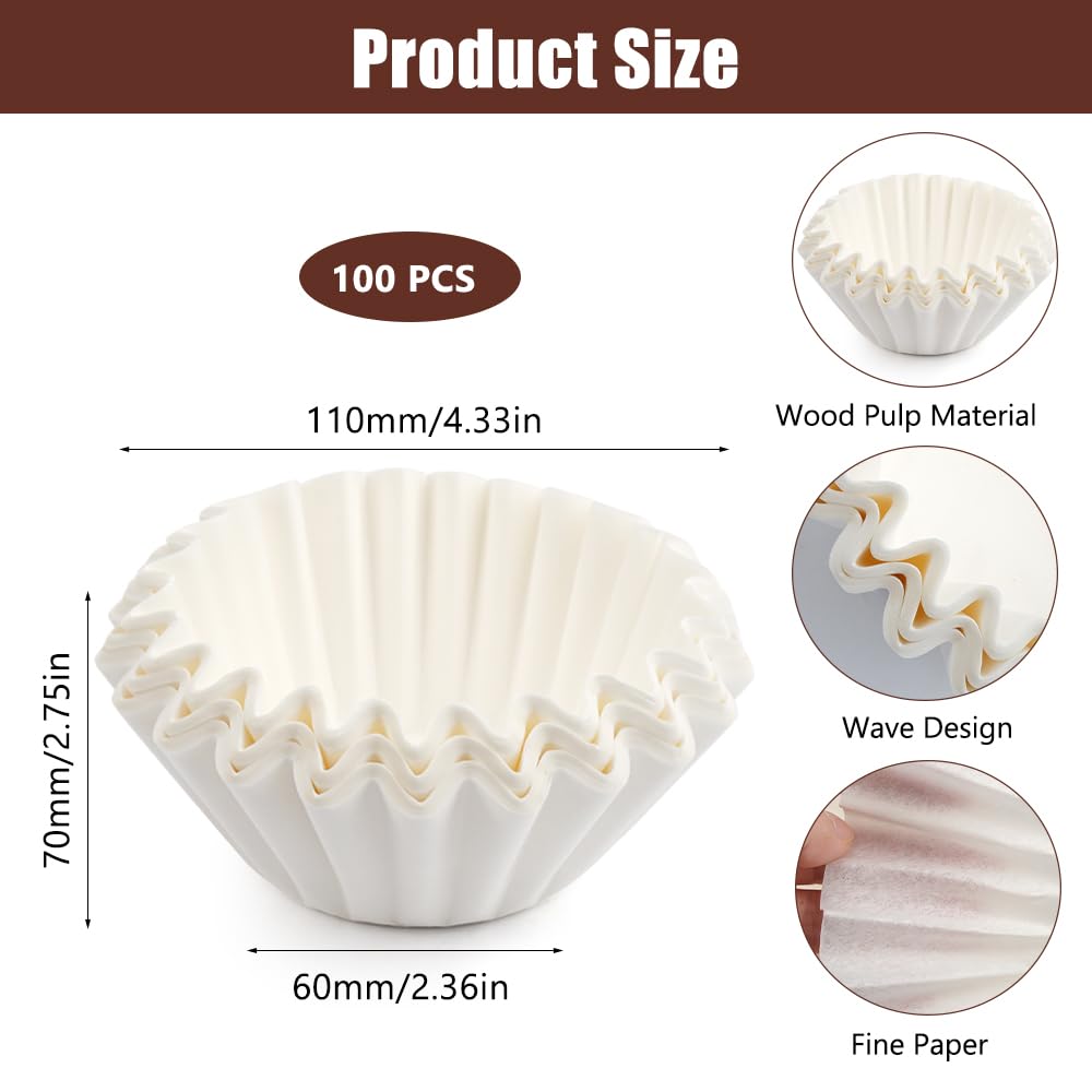 200 Filtres à Café Papier Commercial - Compatible Bravilor Bonamat Buffalo - 90mm Base 250mm Plat