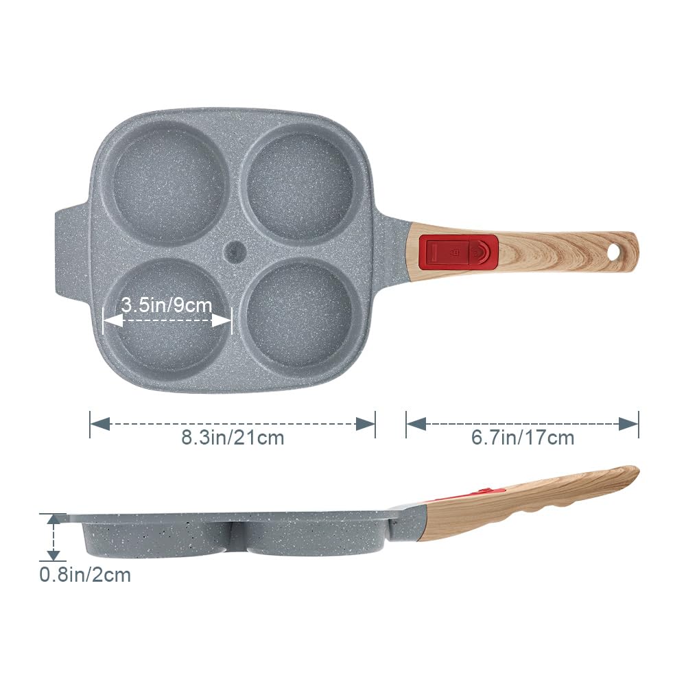 RANX INGST Padella Pancake con Rivestimento in Ceramica, Padella per Uova Fritte con Manico Rimovibile, Induzione Compatibile - Blu