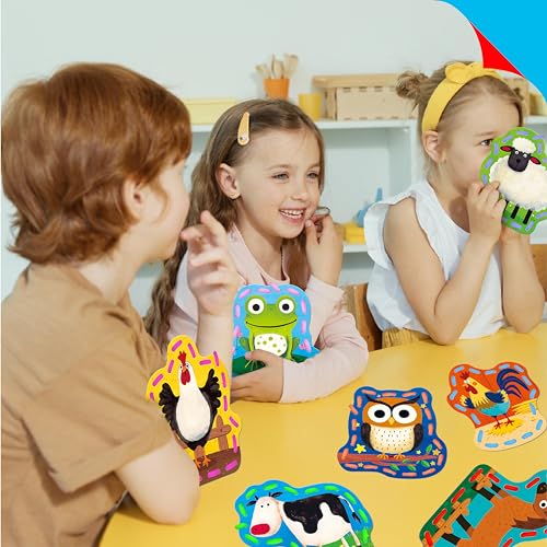 Image of SpriteGru 9 PCS Kids Lacing Cards, 9 Double Sided Farm Animals Sewing Cards with 9 Colorful Laces, Educational & Learning Toys for Preschoolers, Kids Ages 3+