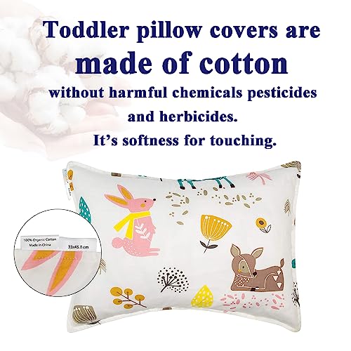 Image of ALVABABY Toddler Pillowcases 2 Pack Organic Cotton Fit 13 inchx 18 inch or 12 inchx16 inch Kids Pillow Cover Envelope for Girl Boy Travel(Pillowcase Only)