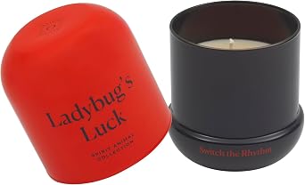 OJO Lady Bugs Luck Scented Candle 7.8 oz Jar Candle with Bamboo, Pimento Hay, Labdanum,Myrrh Leather | Over 35-Hour Long-Lasting Burn | Premium Blend Wax, Home Fragrance and Gift for Special Days
