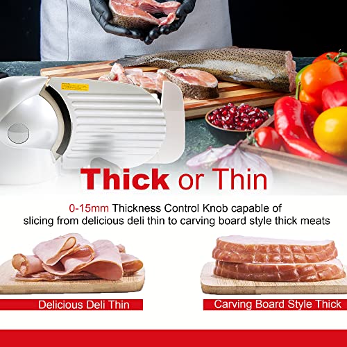 Kitchener Meat Slicer For Deli Cuts, Bread, & Cheese, Electric, 7.5" Stainless Steel Blade, Safety Guard, 120Vac Belt Driven #TOP6