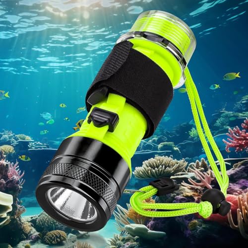 Kriogor Tauch Taschenlampe, 1500LM LED IPX8 Wasserdicht Unterwassersport Tauchgang Tauchlampe LED mit Akku, 3 Modi für Tauchen mit Handschlaufe...